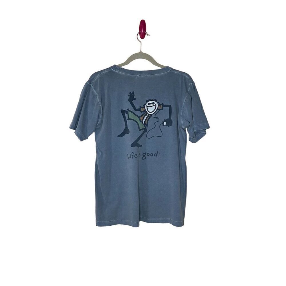 Life Is Good Youth XL Blue Happy Hour On The Beach Graphic T-Shirt Unisex Kids
